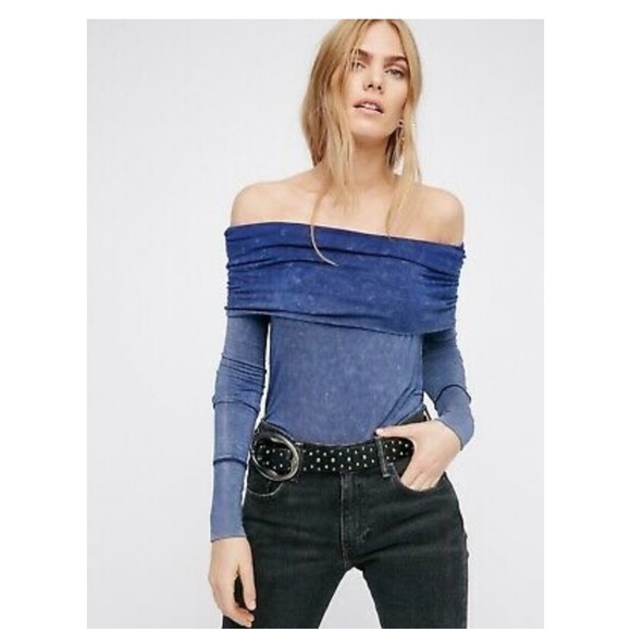 Free People Off The Shoulder Top Nude Earth Toned Long Sleeve Size X-Small - Picture 2 of 14